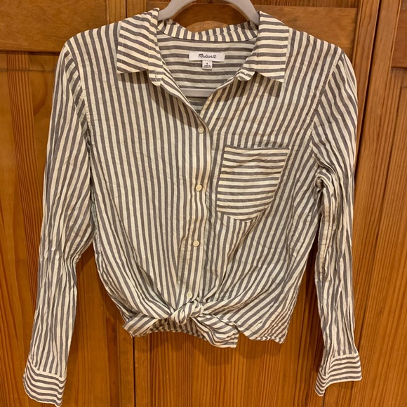 Madewell Front Tie Button-up Shirt - Picture 1 of 3